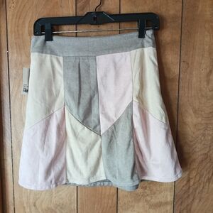 Bungalows Women’s Colorblock A-Line Mini Skirt Gray Pink Cream Size S NWT